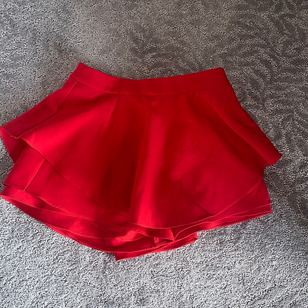 Tiered Detail Red Skort
